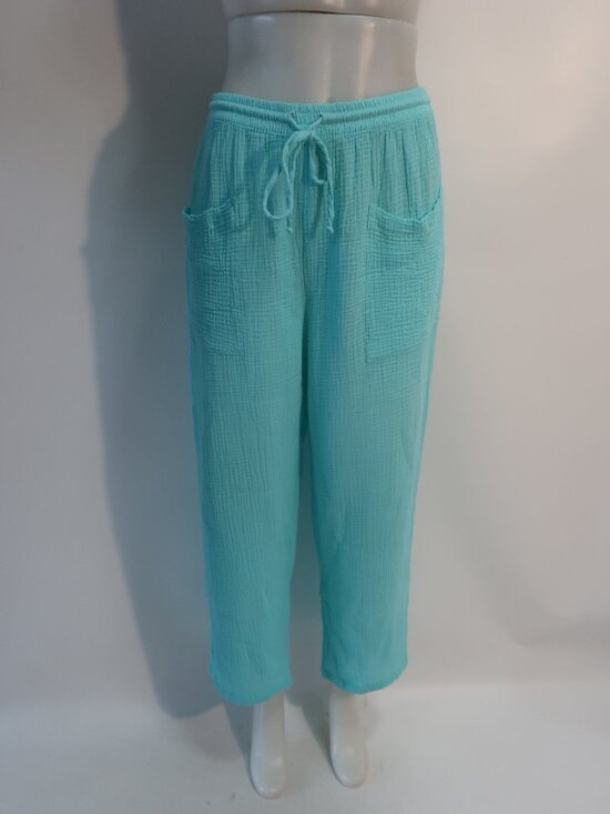 Sundry Pants - Womens Sundry Turq Gauze Elastic Waist Pants M